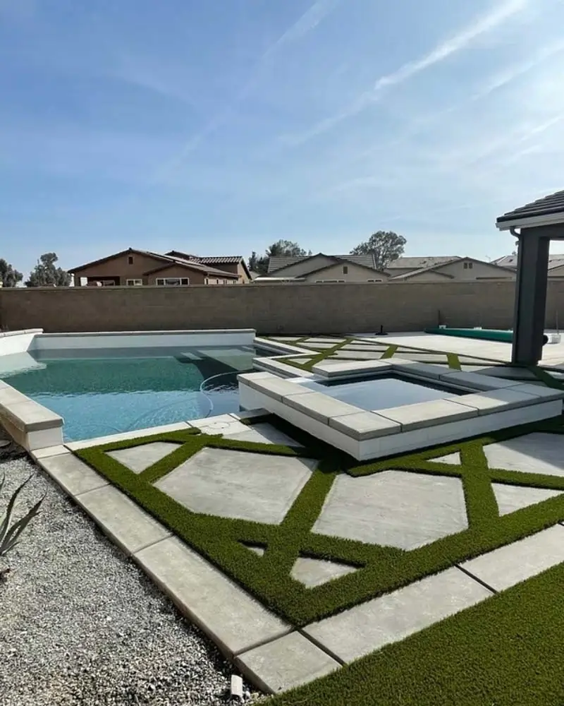 residential pool artificial turf by pool