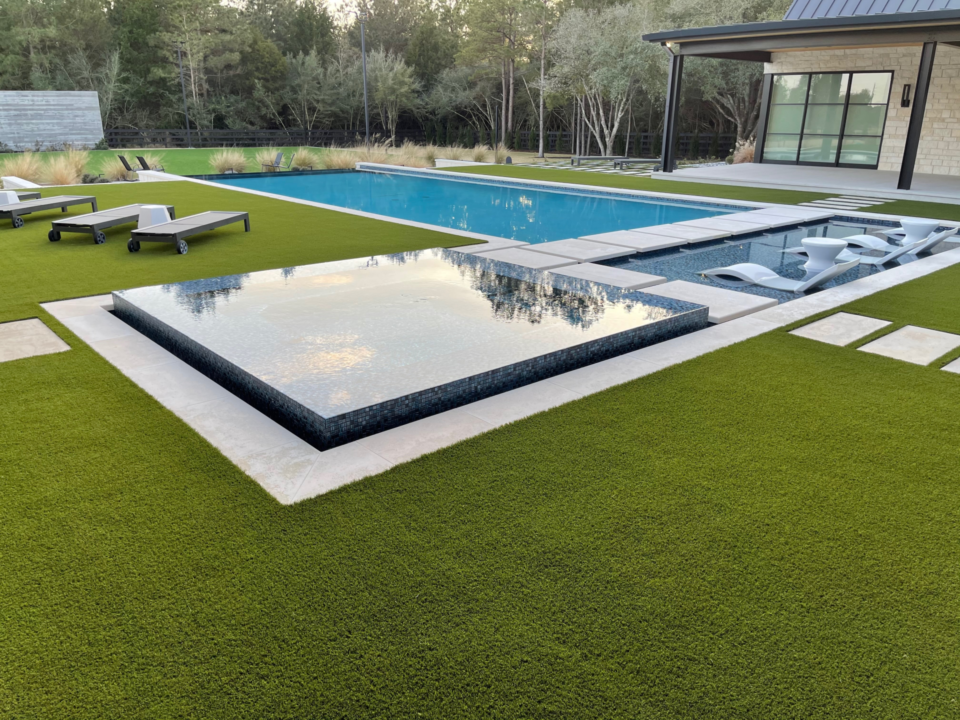 Residential Oklahoma Artificial Grass Pool Deck Surrounding Residential Oklahoma Artificial Grass Pool Deck Surrounding